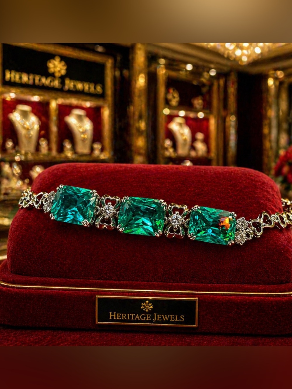 Peacock 🦚 Quartz Art Deco Style Bracelet Platinum Plated